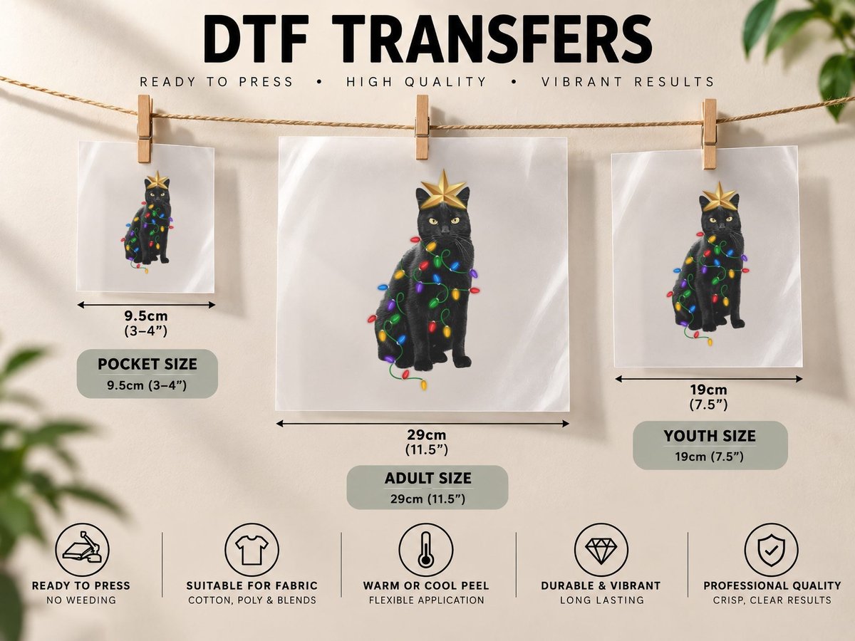 Christmas Cat, Funny Cat, Xmas Cat, Cat Lover DTF Transfer Iron On