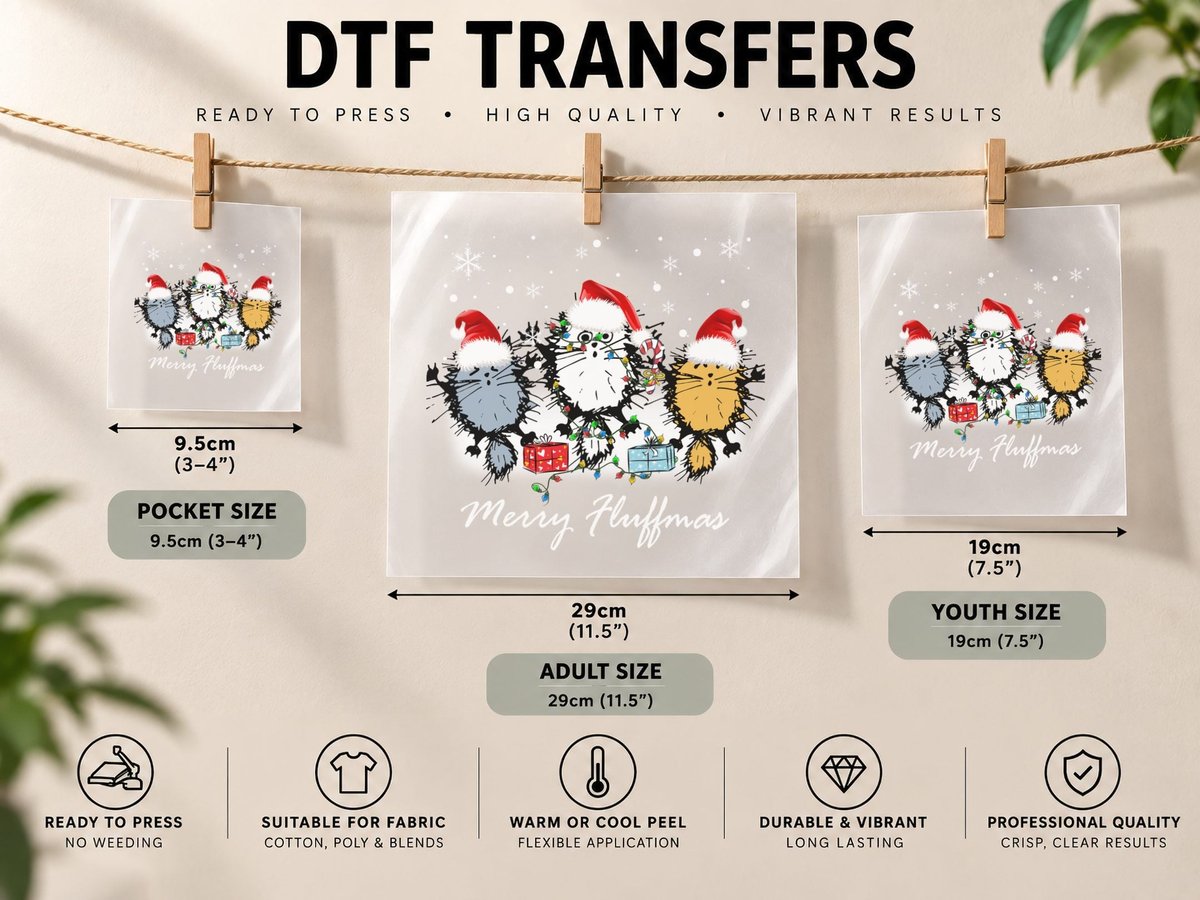 Christmas Cats, Festive Holiday Design, Pet Lover DTF Transfer Iron On