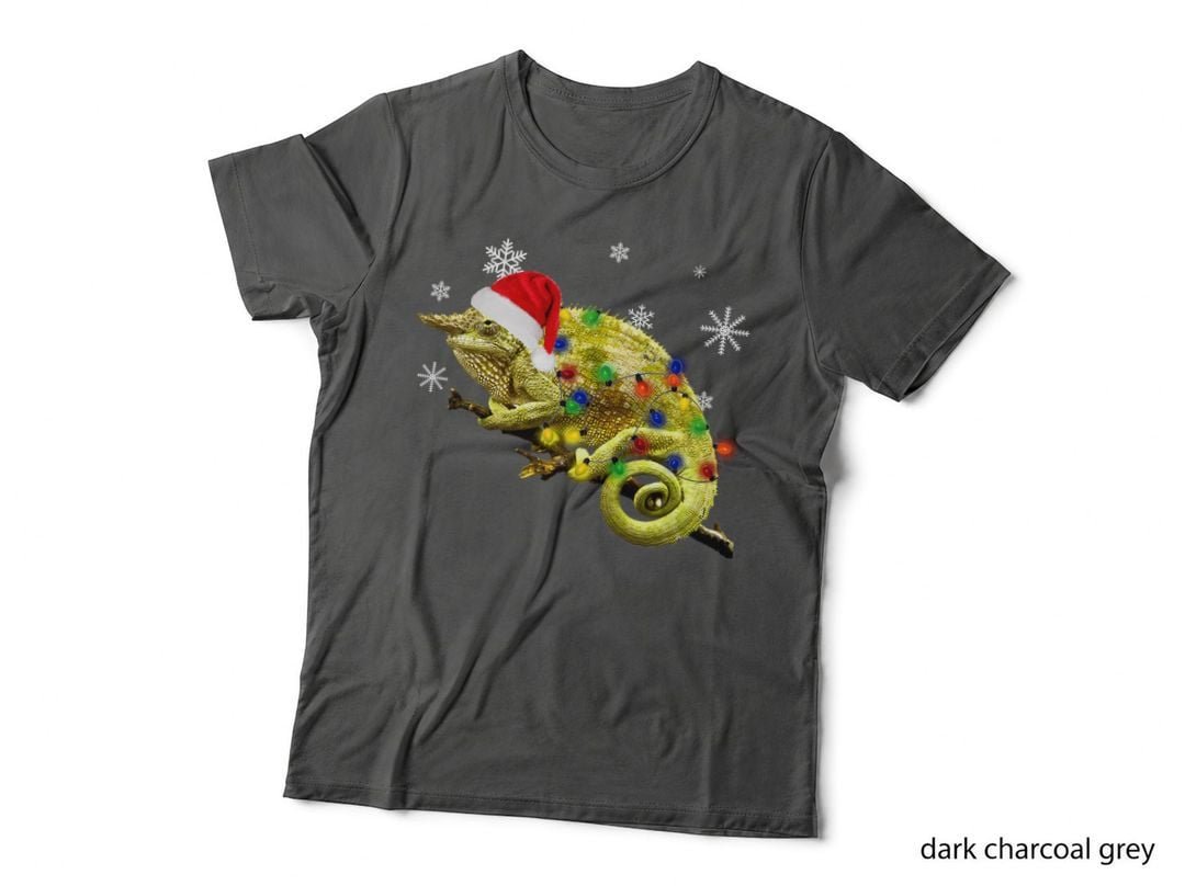 Christmas Chameleon T-Shirt, Festive Animal Design, Pet Lover Apparel