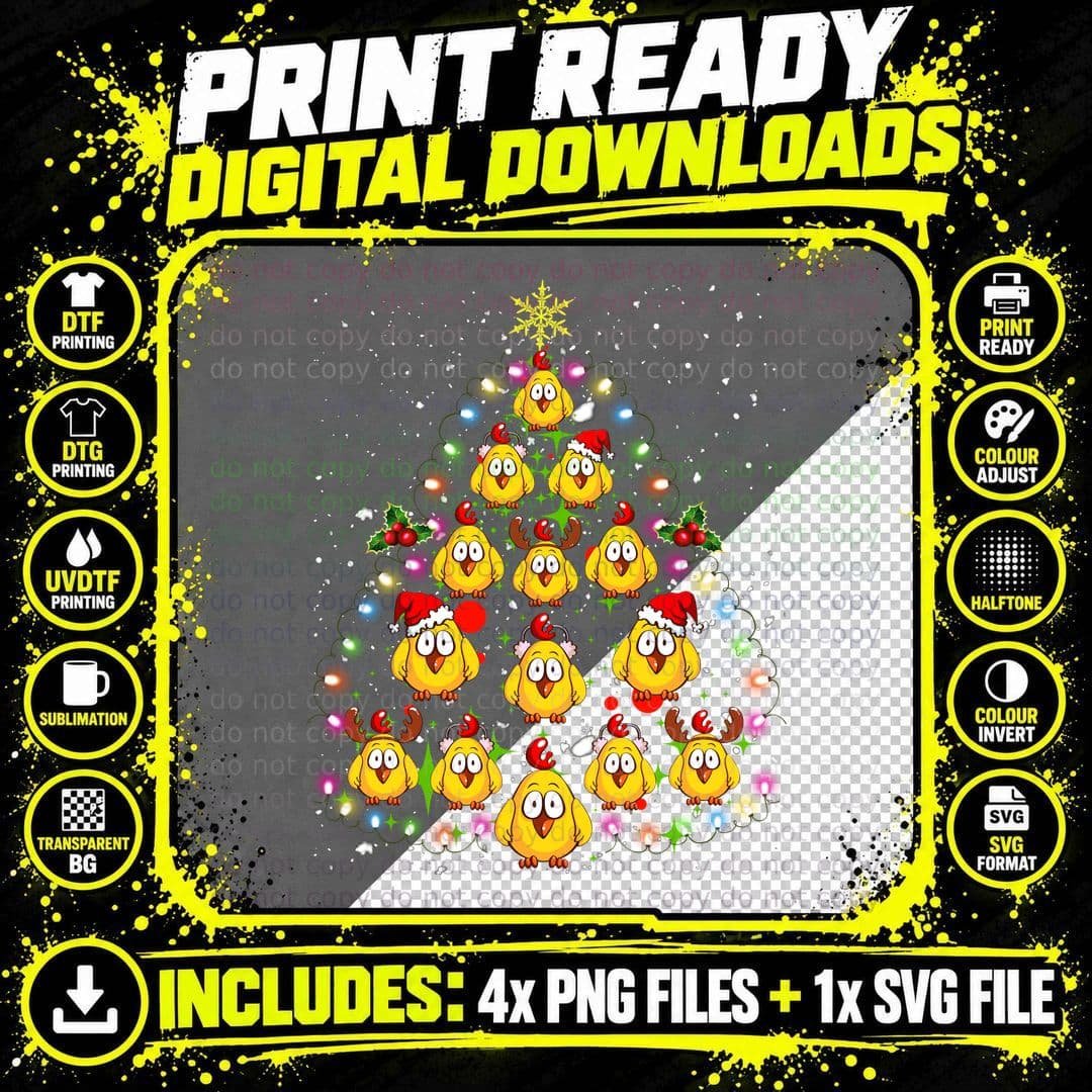 Christmas Chick Tree T-Shirt, Festive Holiday Style Png SVG Digital Bundle