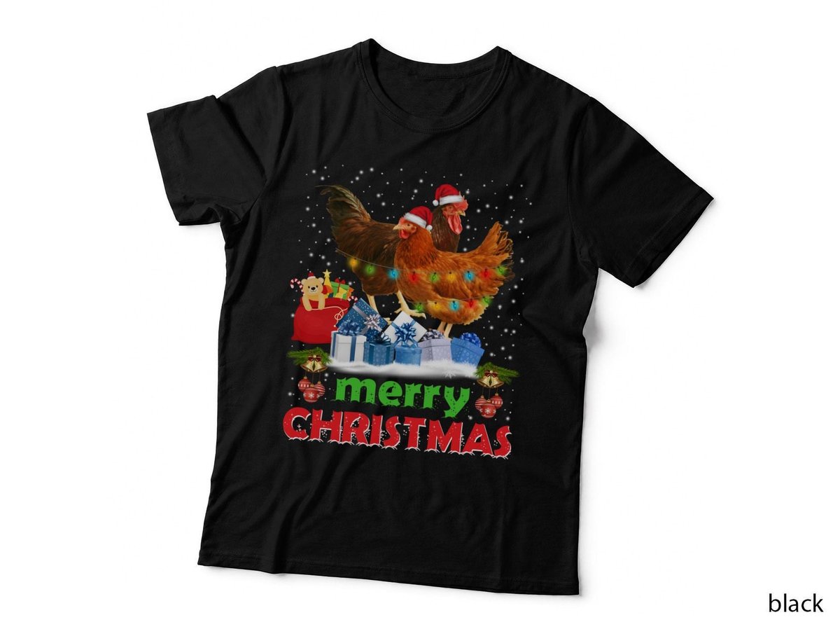 Christmas Chicken T-Shirt, Festive Farm Animal, Holiday Gift Idea