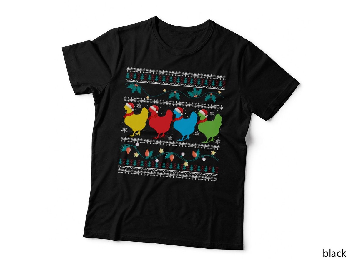 Christmas Chicken T-Shirt, Festive Farmyard Style, Pet Lover Apparel