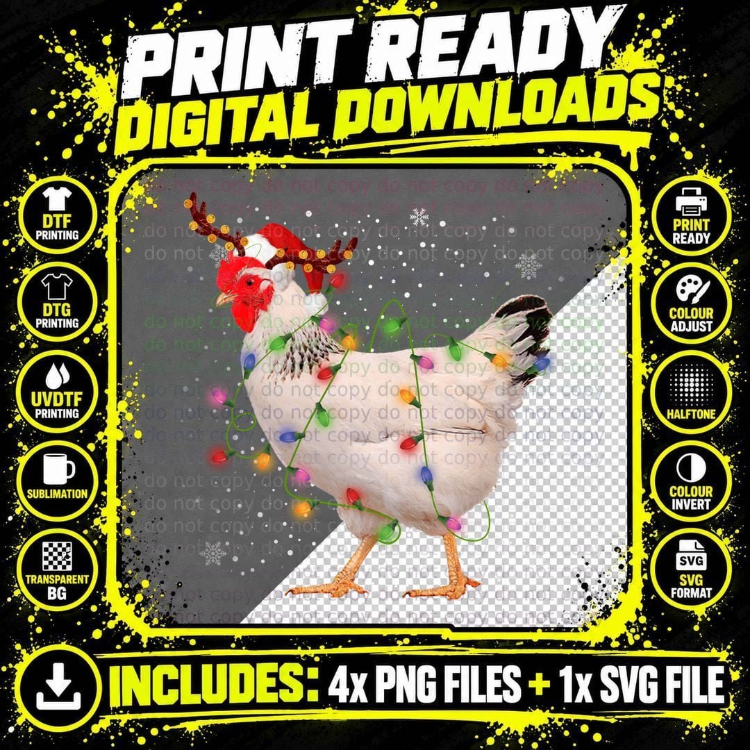 Christmas Chicken T-Shirt, Festive Holiday Design Png SVG Digital Bundle