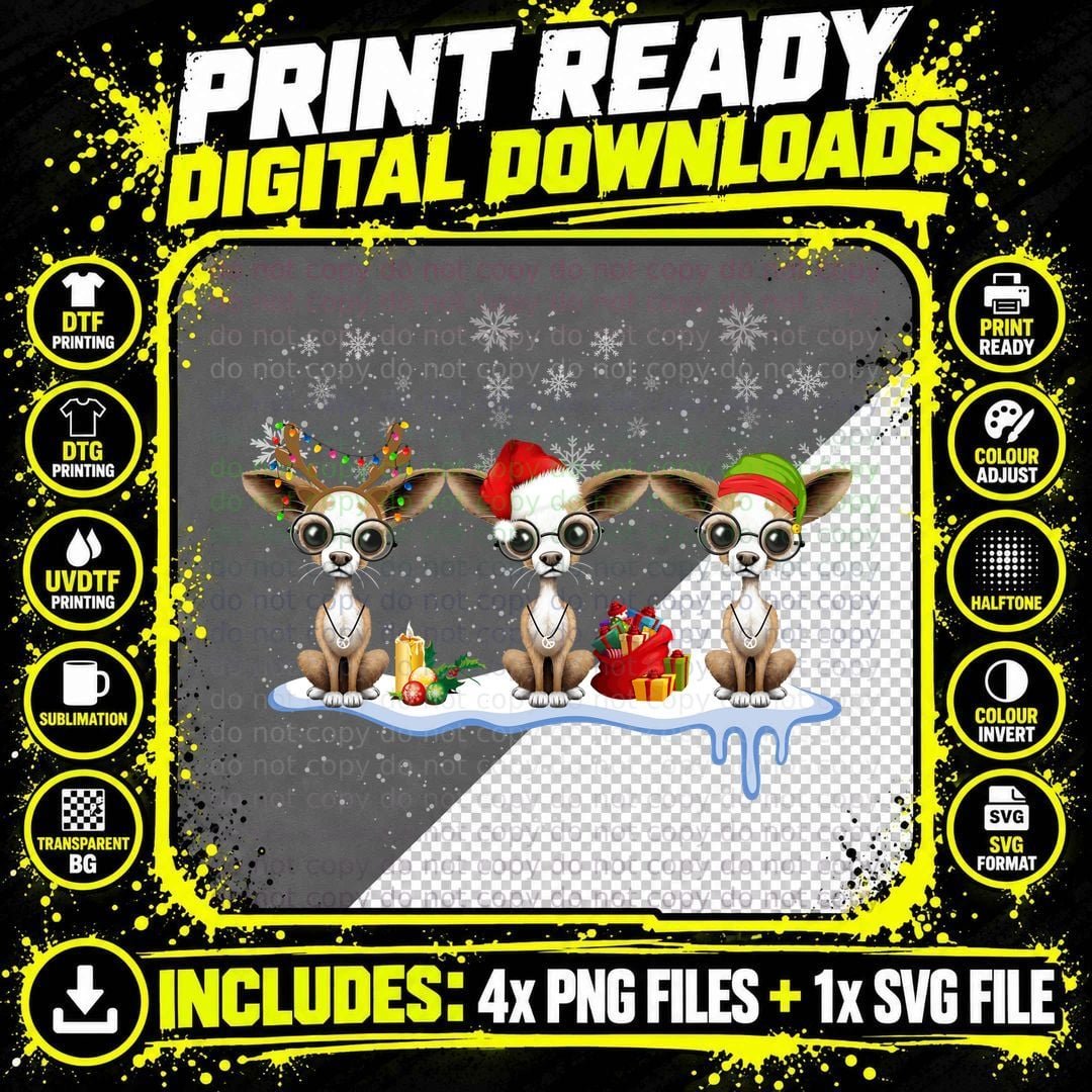 Christmas Chihuahua T-Shirt, Festive Pet Design Png SVG Digital Bundle