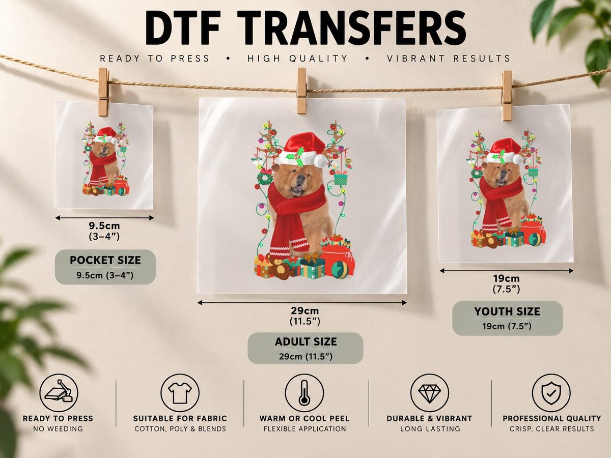 Christmas Chow, Festive Pet Lover, Holiday Dog Design DTF Transfer Iron On