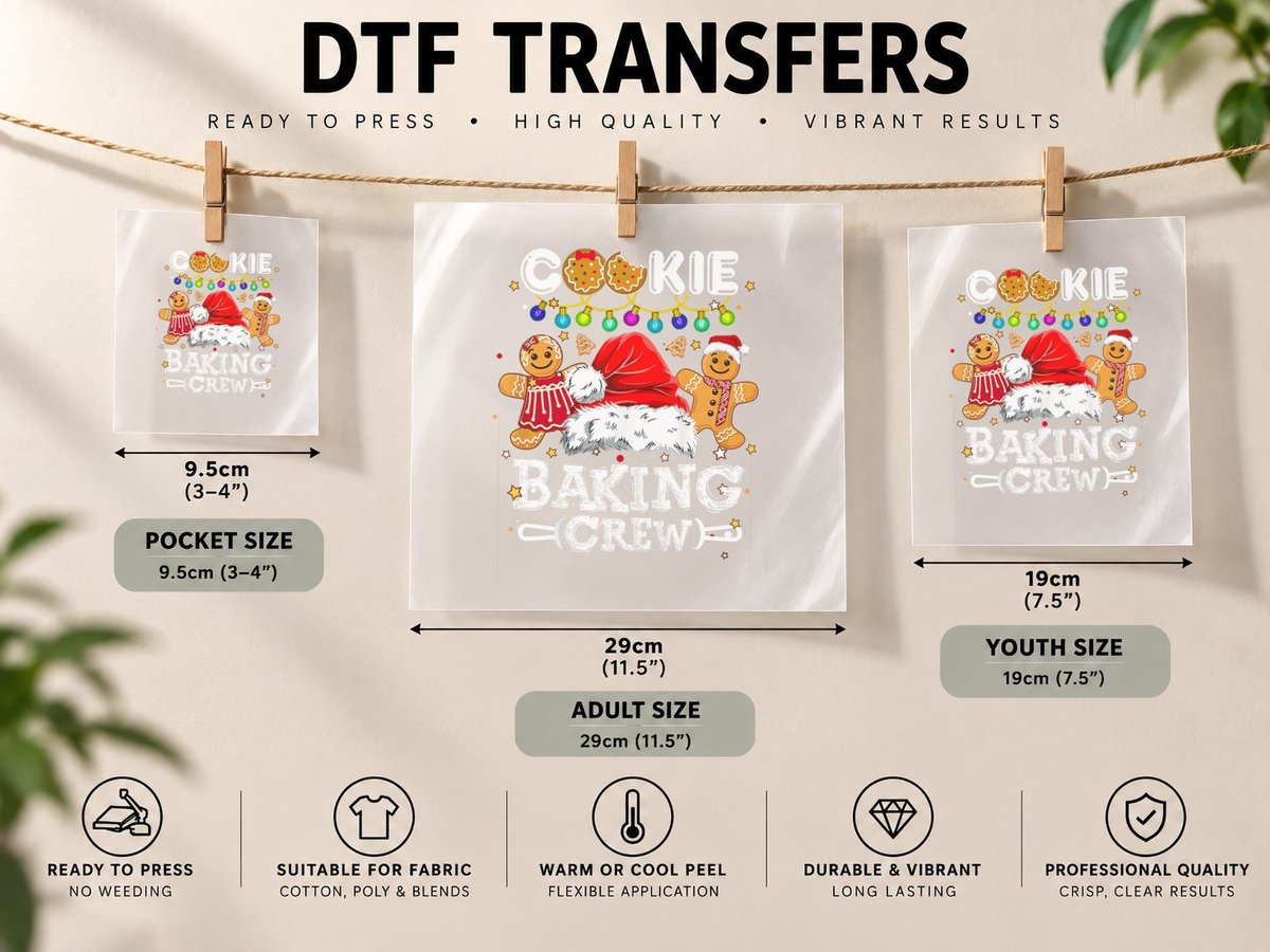 Christmas Cookie Baking Crew Funny Pajamas Family Xmas DTF Transfer Iron On