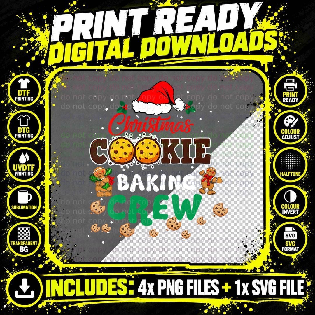 Christmas Cookie Baking Crew Funny Pajamas Family Xmas Png SVG Digital Bundle