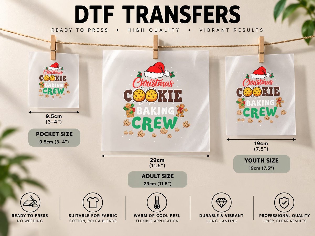 Christmas Cookie Baking Crew Funny Pajamas Family Xmas DTF Transfer Iron On