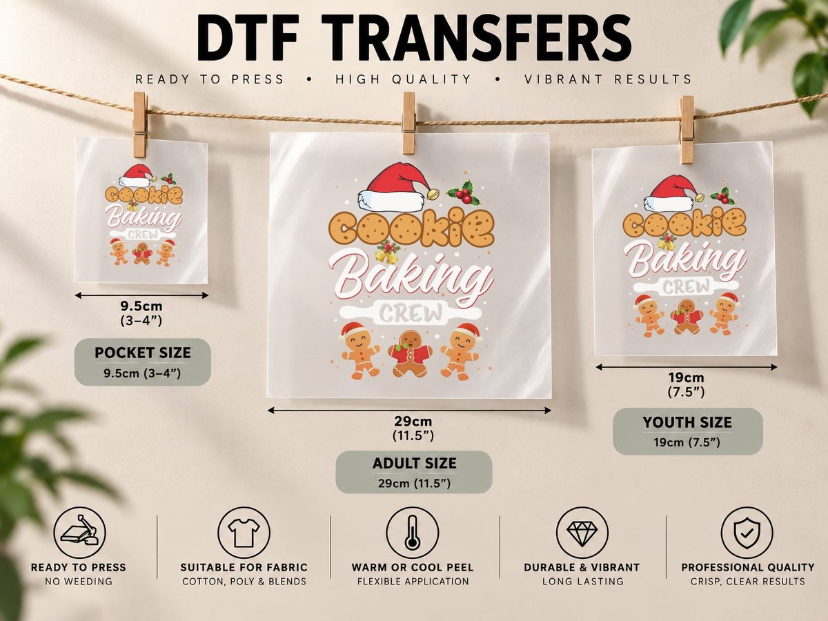 Christmas Cookie Baking, Festive Holiday Theme DTF Transfer Iron On