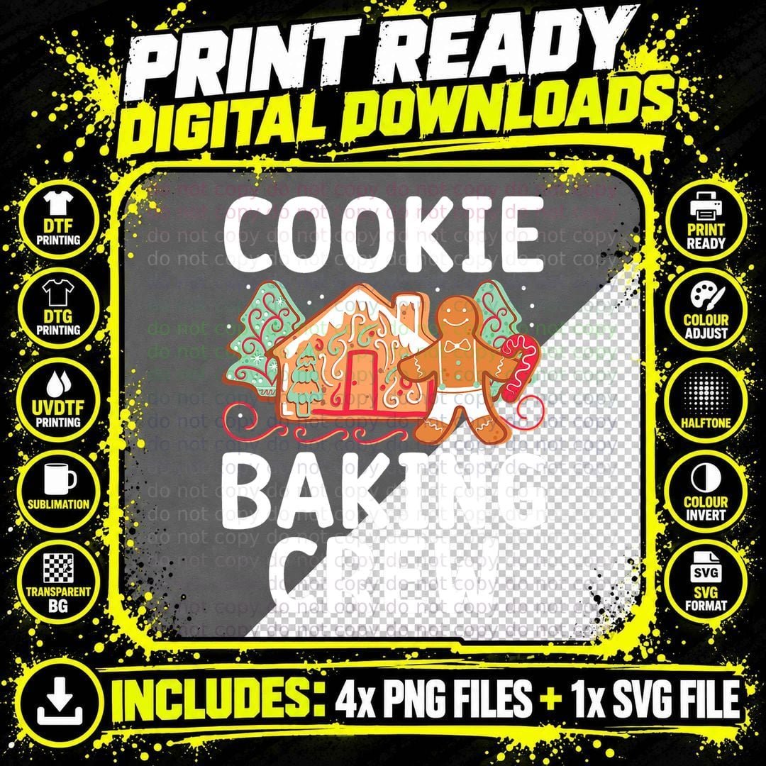 Christmas Cookie Taster Cookie Baking Crew Gingerbread Png SVG Digital Bundle