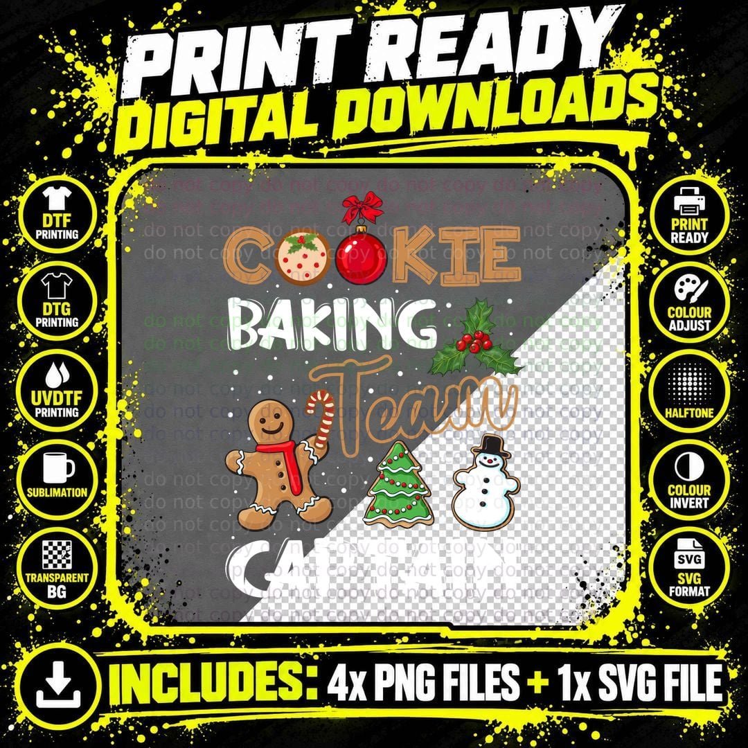 Christmas Cookie Team T-Shirt, Festive Holiday Theme Png SVG Digital Bundle
