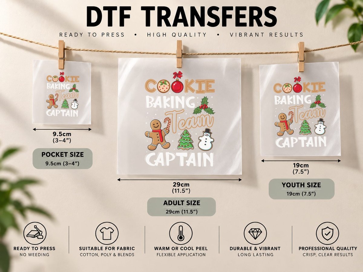 Christmas Cookie Team, Festive Holiday Theme DTF Transfer Iron On