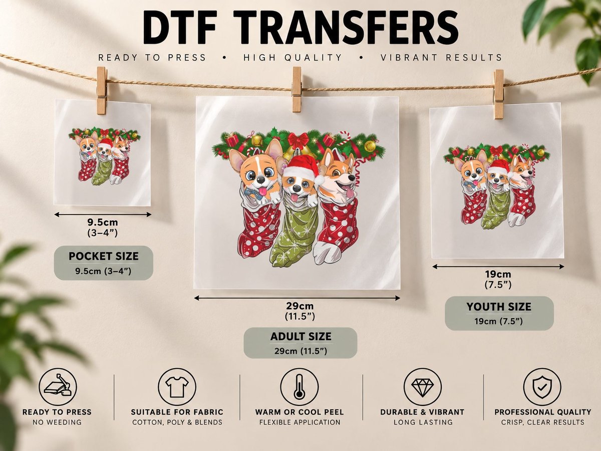 Christmas Corgi Pajama, Festive Holiday Style, Pet Lover DTF Transfer Iron On