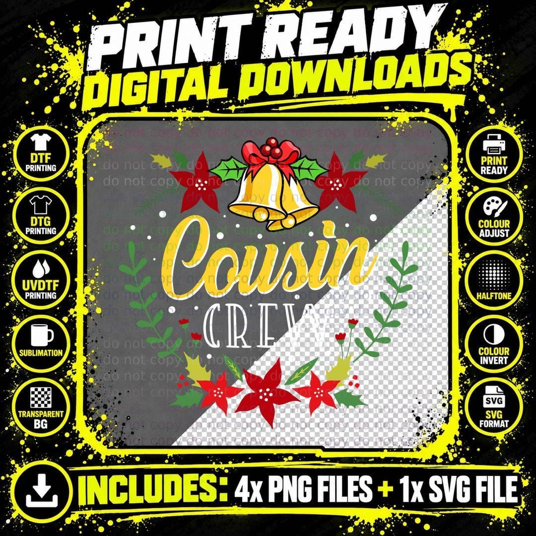 Christmas Cousin T-Shirt, Festive Holiday Design Png SVG Digital Bundle
