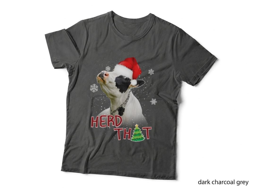 Christmas Cow T-Shirt, Festive Farm Animal, Holiday Humor