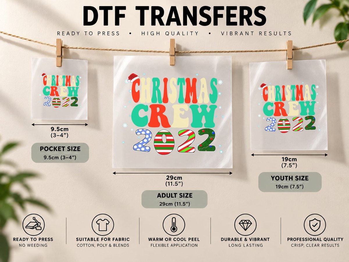 Christmas Crew - Family Vintage Christmas Pajama DTF Transfer Iron On