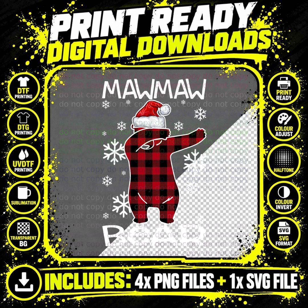 Christmas Dabbing Bear T-Shirt, Buffalo Plaid Style Png SVG Digital Bundle