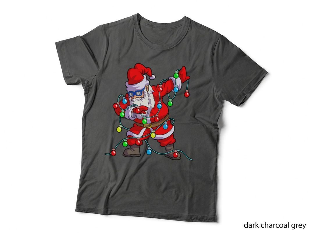 Christmas Dabbing Santa Men Kids Boys Xmas Gifts Tree Lights T-Shirt