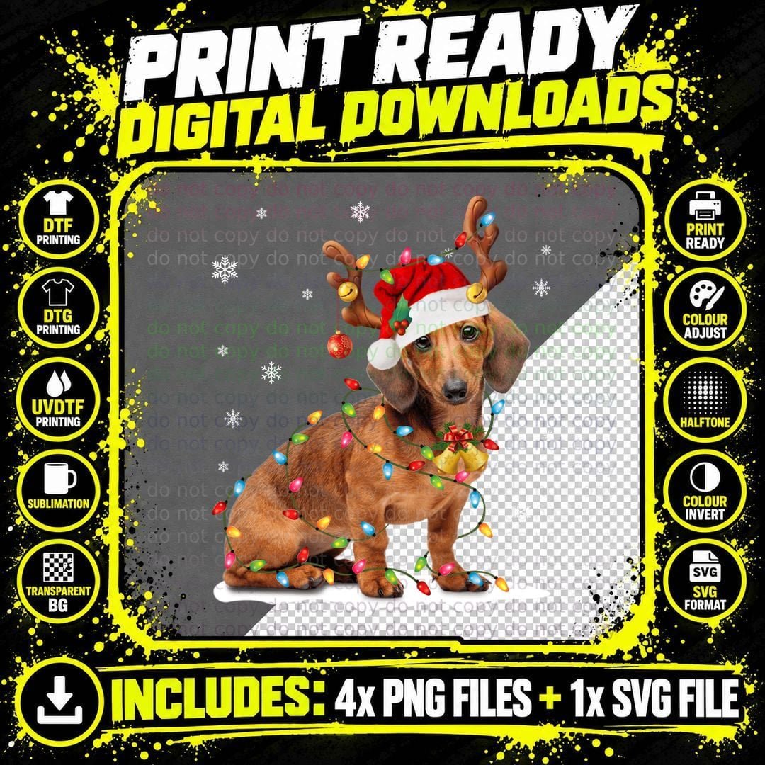 Christmas Dachshund T-Shirt, Festive Holiday Design Png SVG Digital Bundle