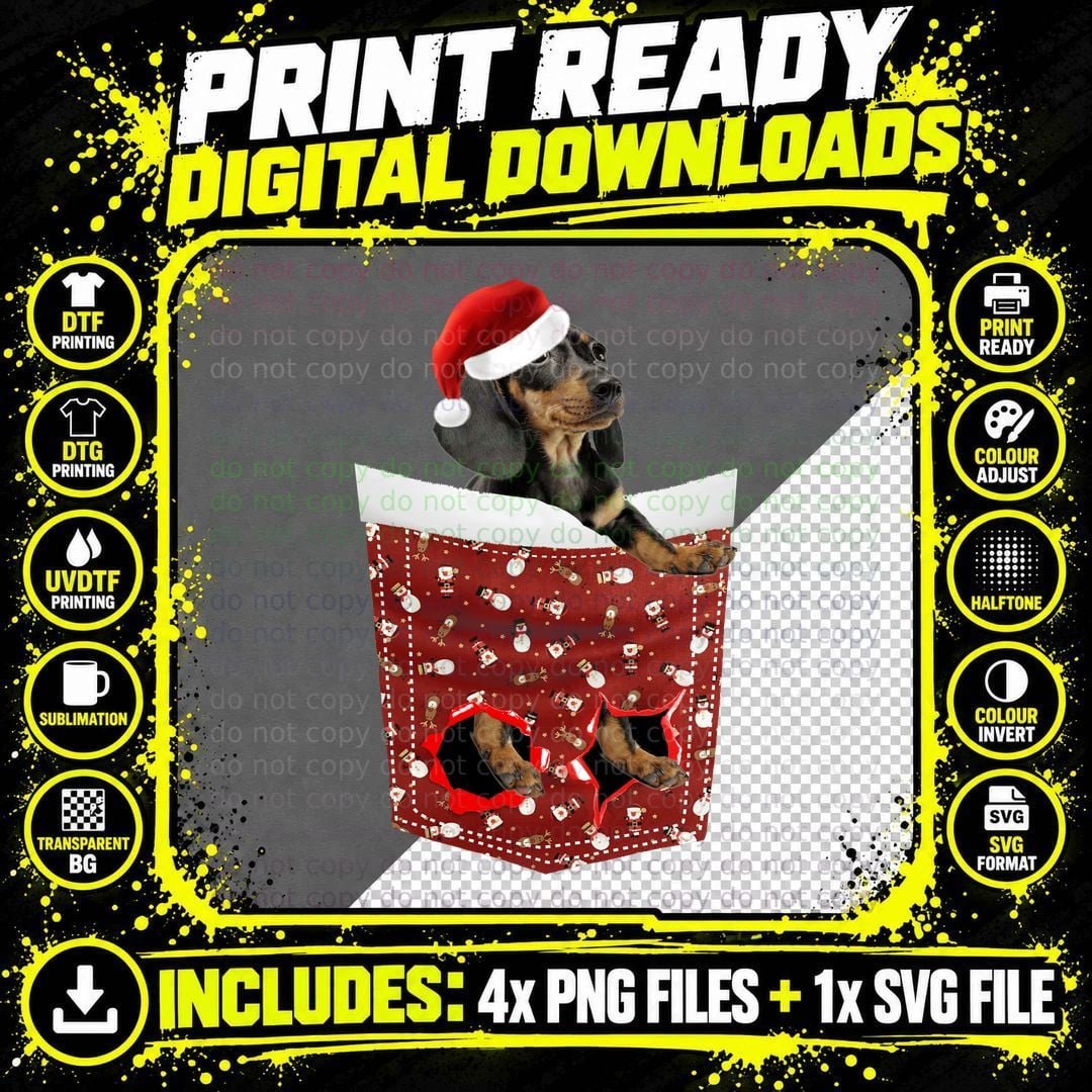 Christmas Dachshund T-Shirt, Festive Pet Design Png SVG Digital Bundle