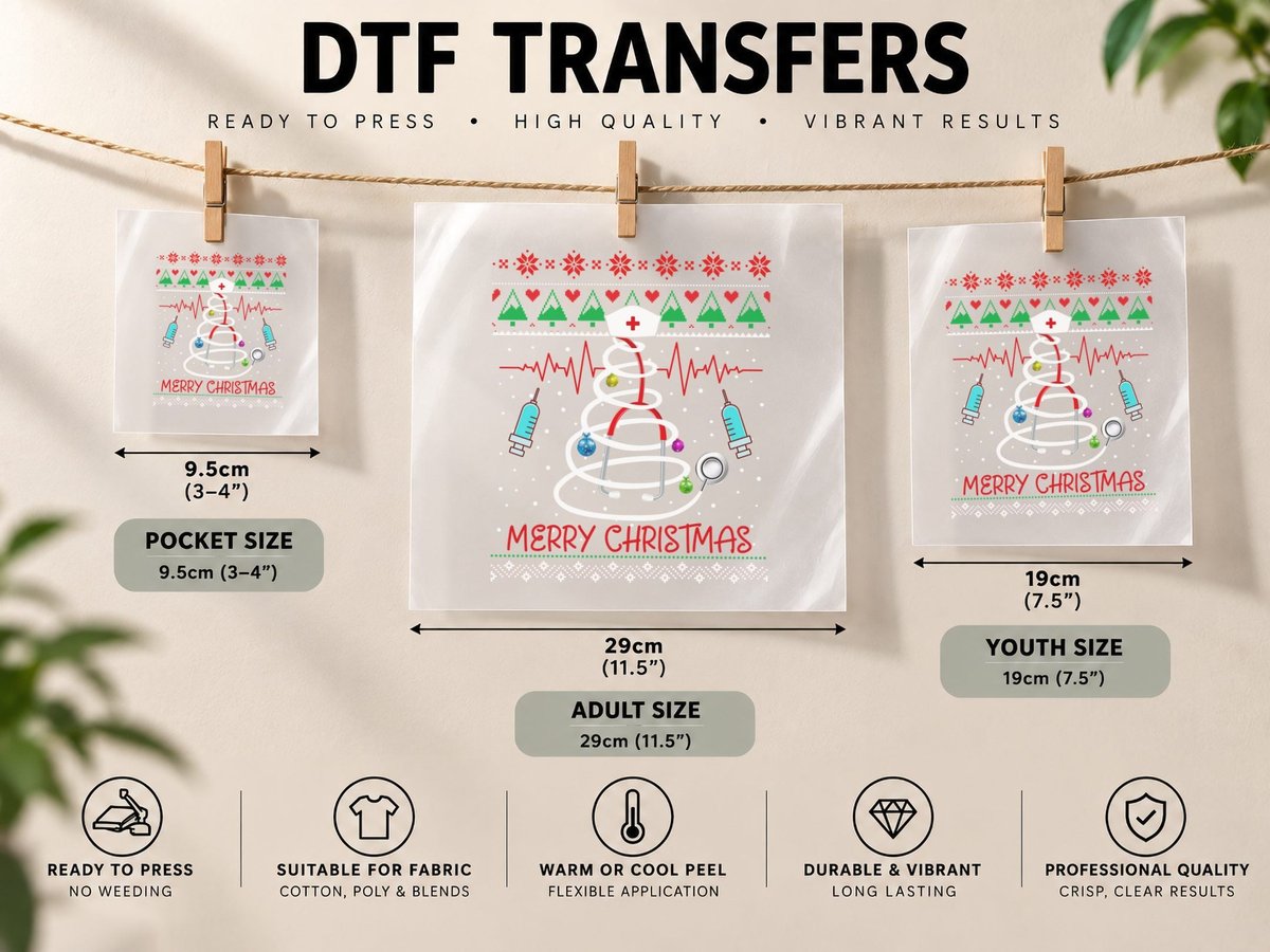 Christmas Doctor Holiday, Festive Medical Theme DTF Transfer Iron On