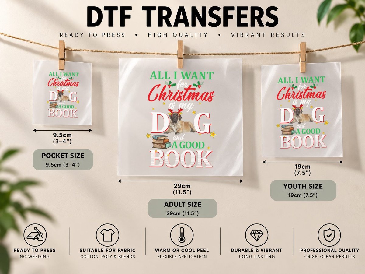 Christmas Dog Book, Festive Holiday Style, Pet Lover DTF Transfer Iron On