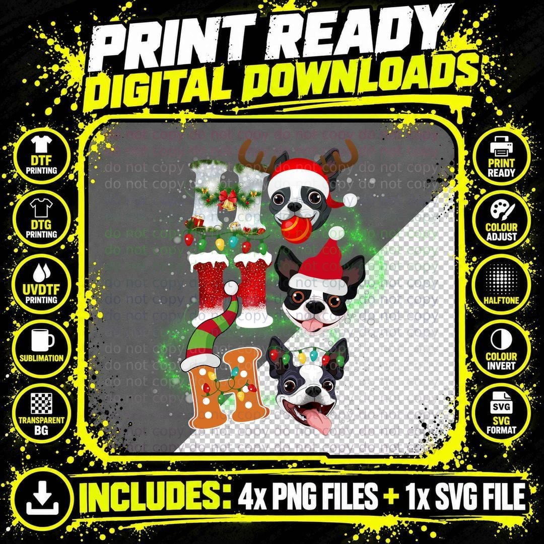 Christmas Dog Hohoho T-Shirt, Festive Pet Theme Png SVG Digital Bundle