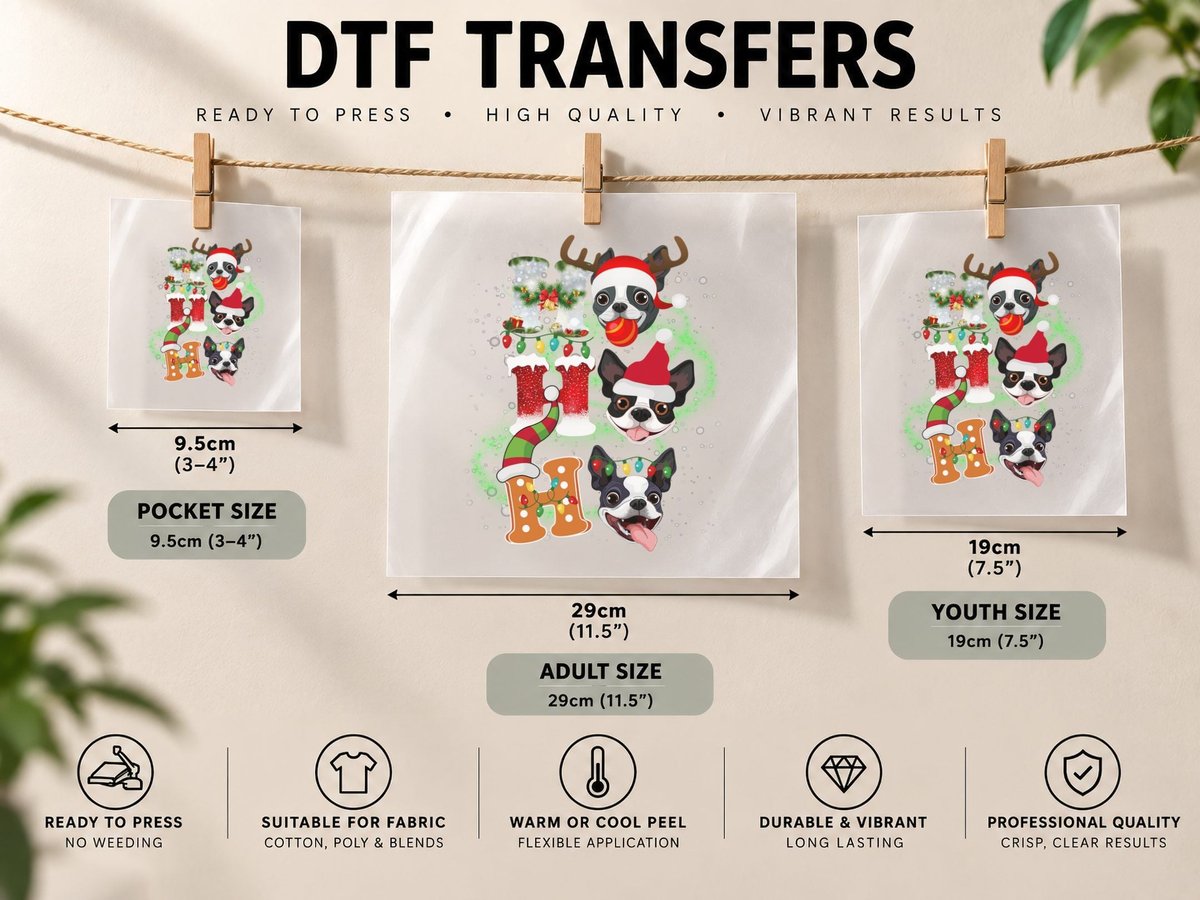Christmas Dog Hohoho, Festive Pet Theme, Holiday Gift Idea DTF Transfer Iron On