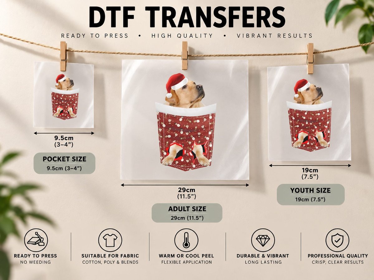 Christmas Dog Santa Hat, Festive Pet, Pet Lover Gift DTF Transfer Iron On