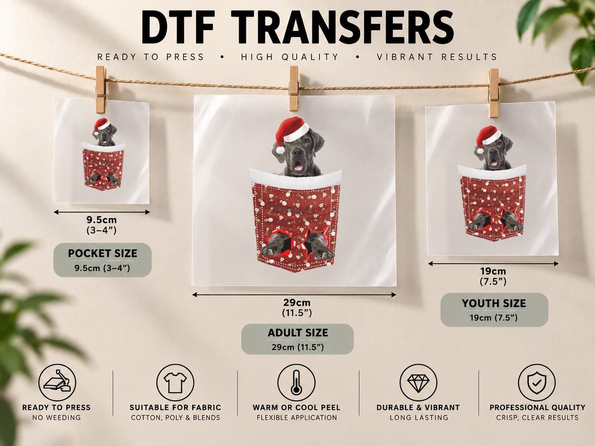 Christmas Dog in Gift Bag, Festive Pet Lover DTF Transfer Iron On