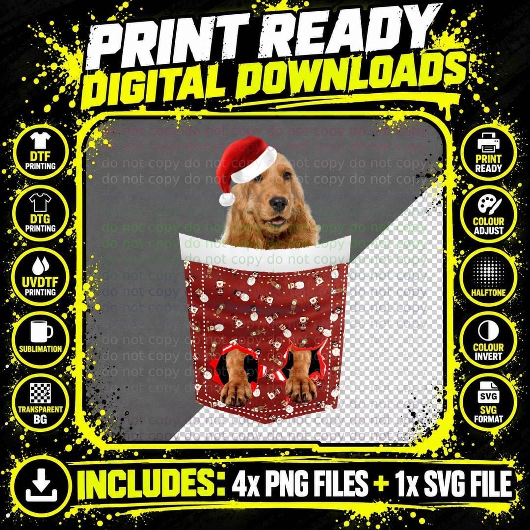 Christmas Dog in Stocking T-Shirt, Festive Pet Lover Png SVG Digital Bundle