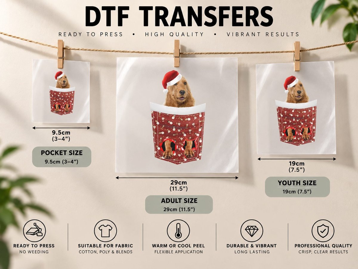 Christmas Dog in Stocking, Festive Pet Lover DTF Transfer Iron On
