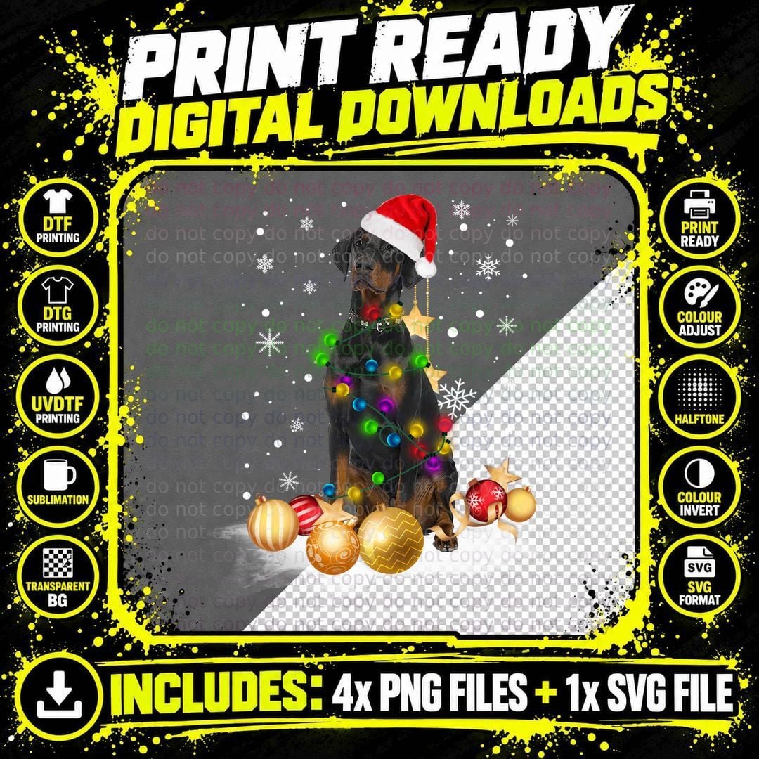 Christmas Dog with Lights T-Shirt, Festive Holiday Theme Png SVG Digital Bundle