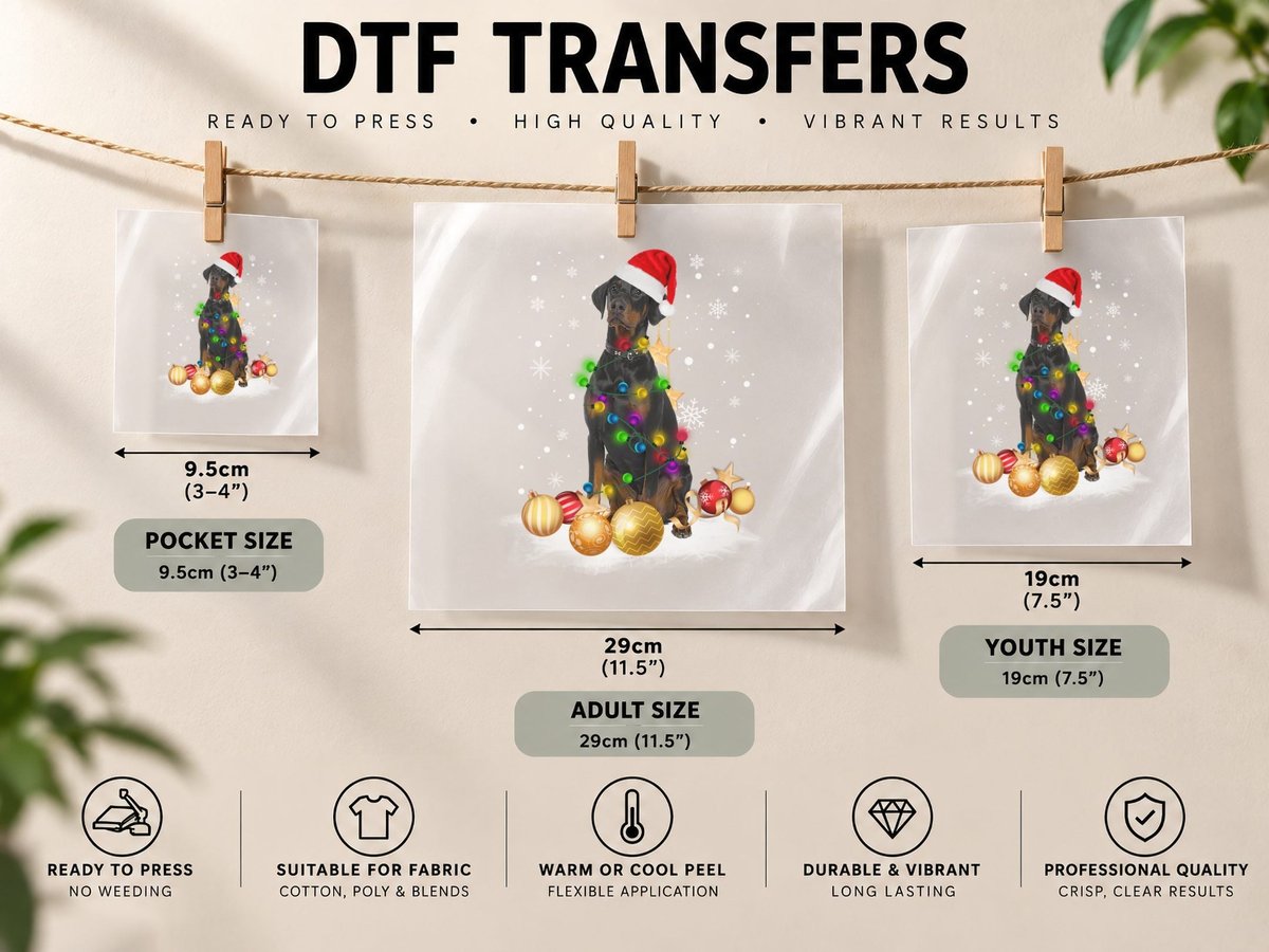 Christmas Dog with Lights, Festive Holiday Theme, Pet Lover DTF Transfer Iron On