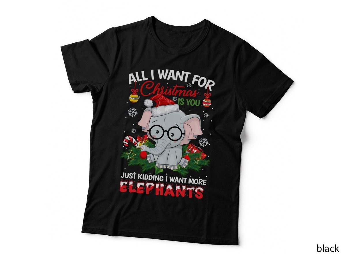 Christmas Elephant T-Shirt, Festive Holiday Style, Holiday Cheer Print