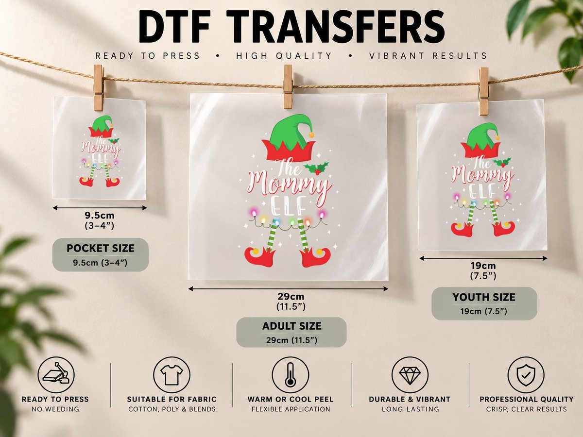 Christmas Elf Mommy, Festive Holiday Theme, Mom Family DTF Transfer Iron On