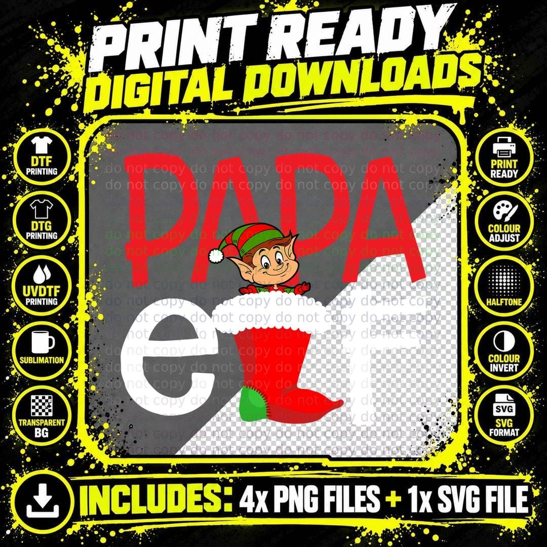 Christmas Elf PAPA T-Shirt, Festive Holiday Theme Png SVG Digital Bundle