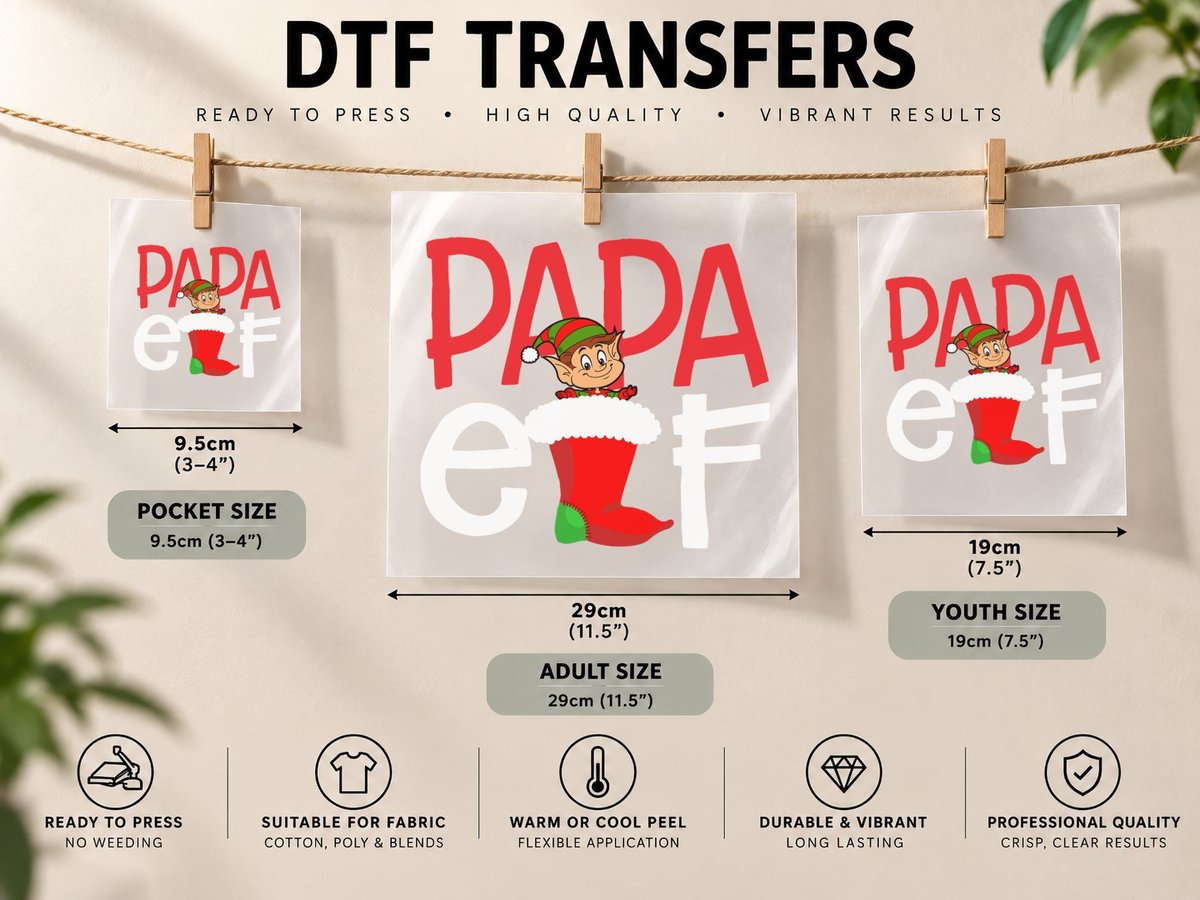 Christmas Elf PAPA, Festive Holiday Theme DTF Transfer Iron On