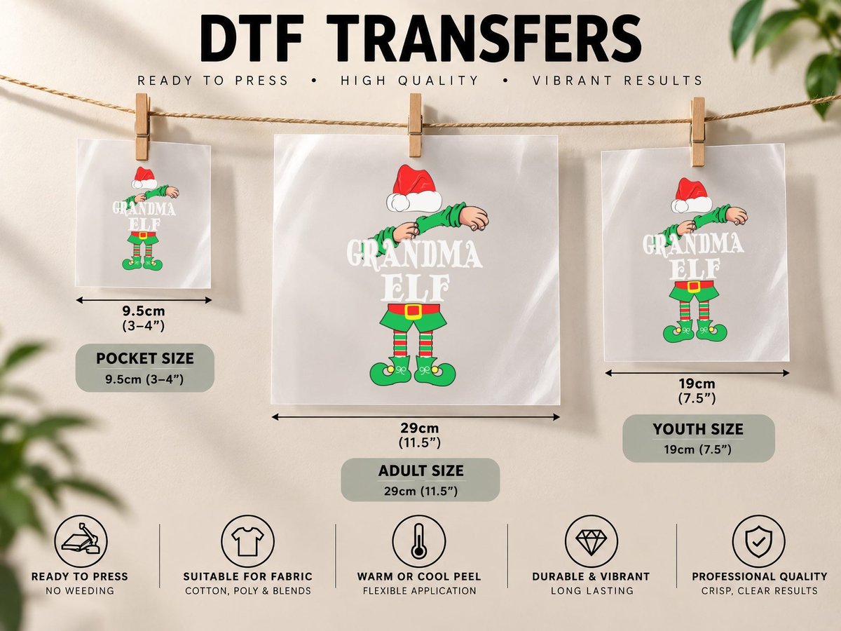 Christmas Elf, Festive Holiday Print, Christmas Gift Idea DTF Transfer Iron On