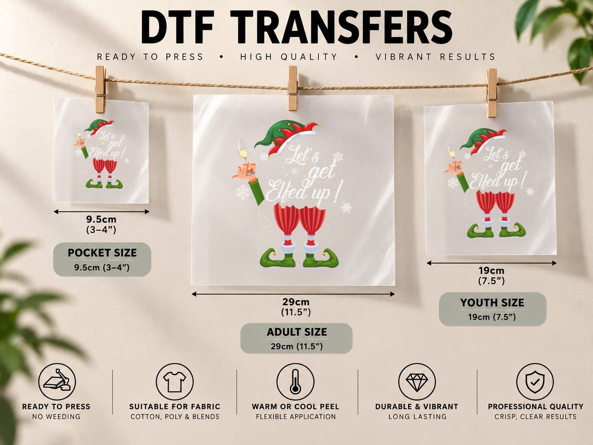 Christmas Elf, Festive Holiday Theme, Holiday Party Wear DTF Transfer Iron On