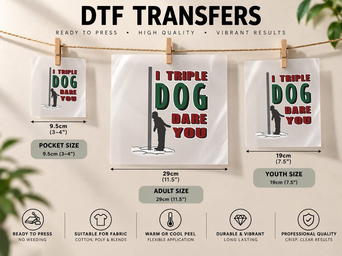 Christmas Flag Pole I Triple Dog Dare You T DTF Transfer Iron On