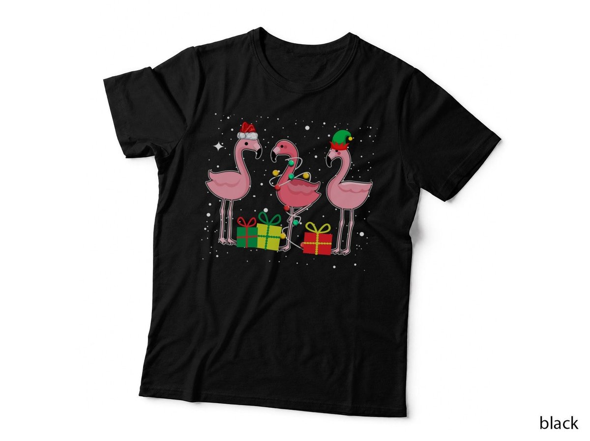 Christmas Flamingo T-Shirt, Festive Holiday Print, Christmas Vibes