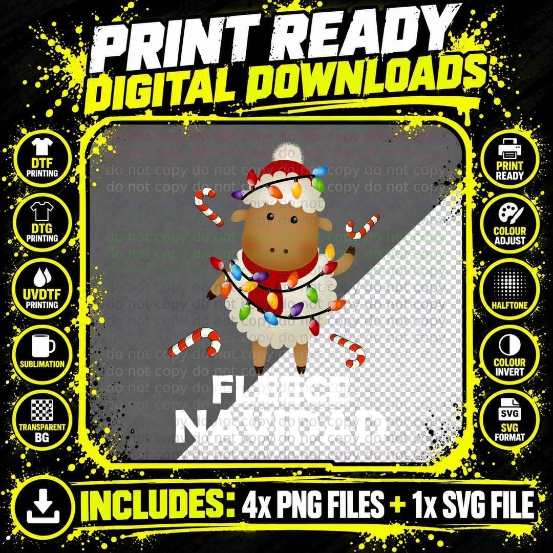 Christmas Fleece Navidad Sheep T-Shirt Png SVG Digital Bundle