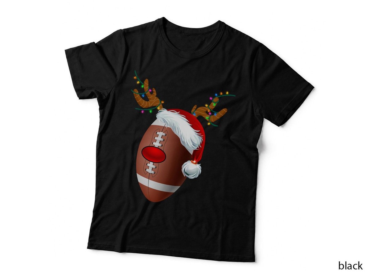 Christmas Football Reindeer T-Shirt, Festive Sports Apparel, Holiday Cheer
