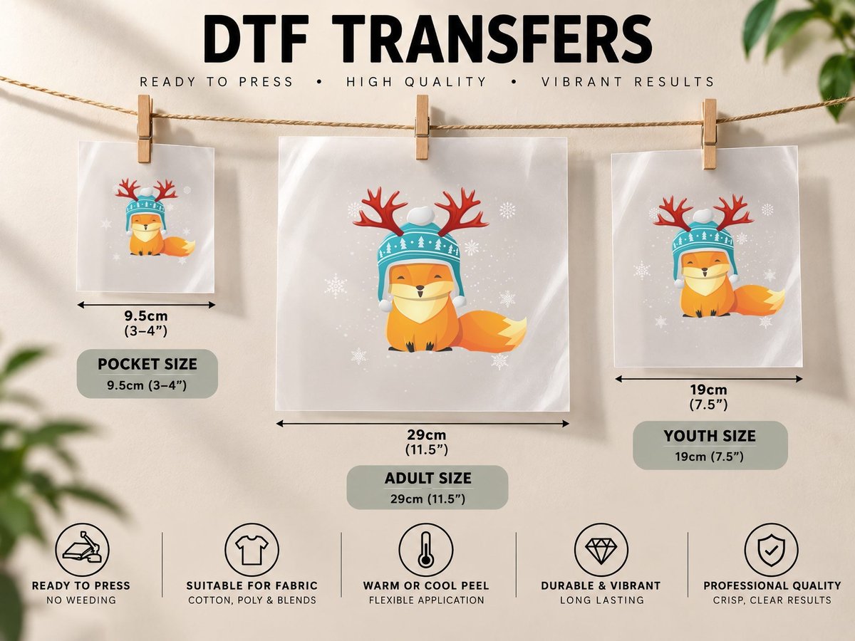 Christmas Fox Reindeer, Festive Holiday Style, Pet Lover DTF Transfer Iron On