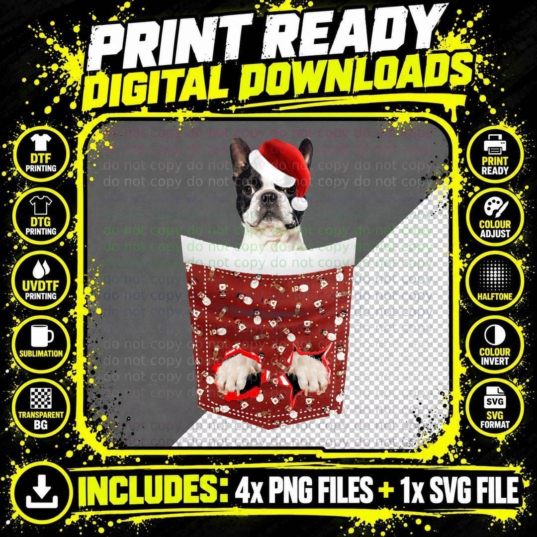 Christmas French Bulldog T-Shirt, Festive Holiday Print Png SVG Digital Bundle