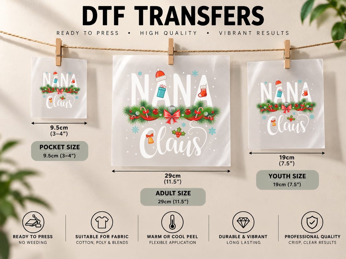 Christmas Garland, Festive Holiday Theme, Holiday Vibes DTF Transfer Iron On