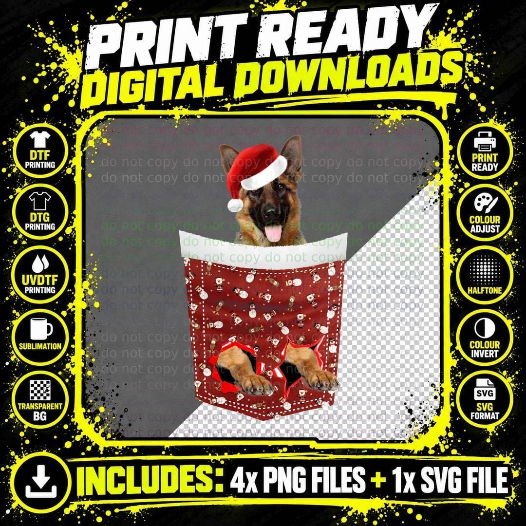 Christmas German Shepherd T-Shirt, Festive Pet Lover Png SVG Digital Bundle