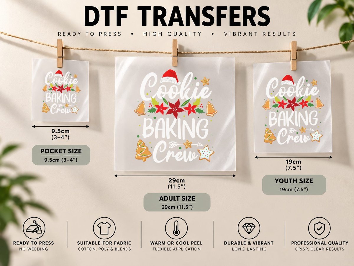 Christmas Gingerbread Cookie, Festive Holiday Style DTF Transfer Iron On