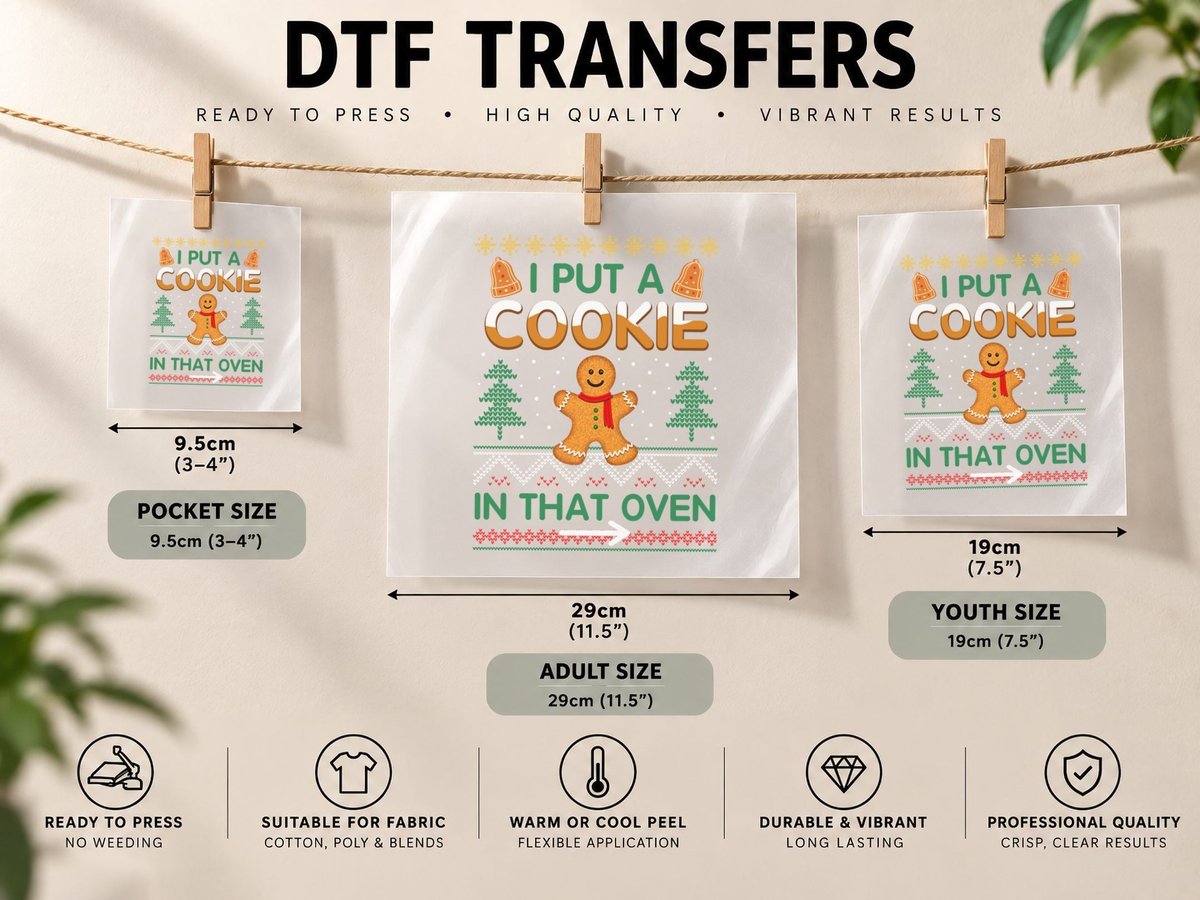 Christmas Gingerbread Man, Festive Holiday Style, Christmas DTF Transfer Iron On